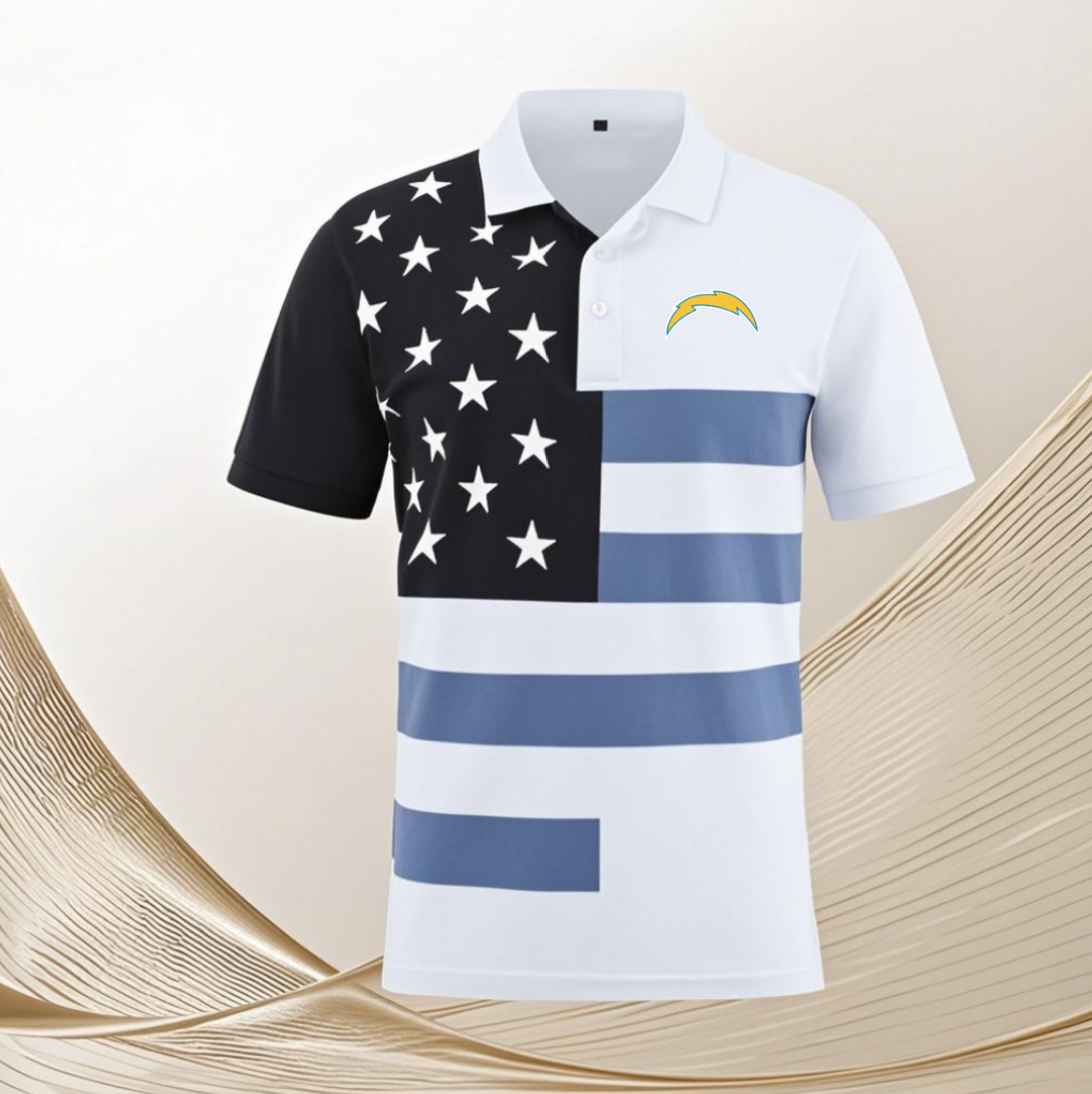 Los Angeles Chargers white 874 Men 2025 NFL polo T shirt